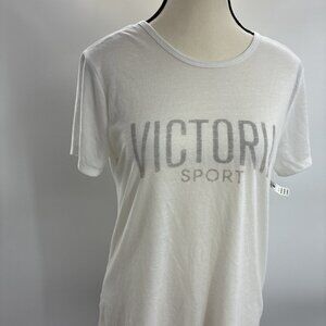Victoria Sport Womens Size S T Shirt White Short Sleeve Graphic Logo Activewear